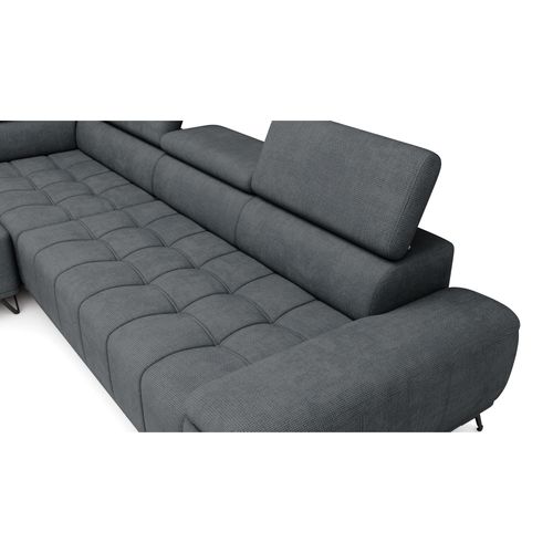 Canapé d'angle gauche relax PALLADIO tissu eden gris foncé