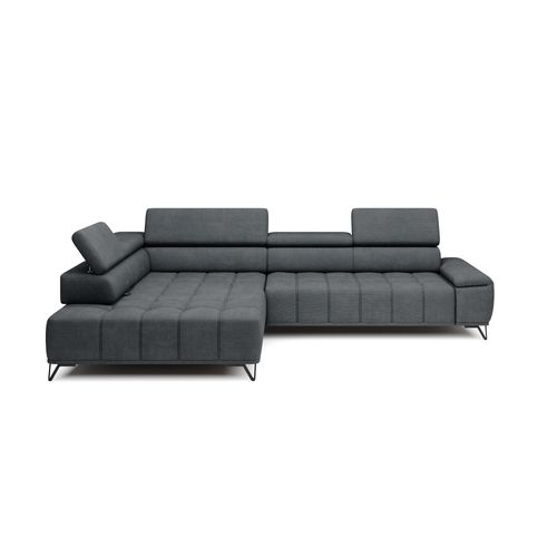Canapé d'angle gauche relax PALLADIO tissu eden gris foncé