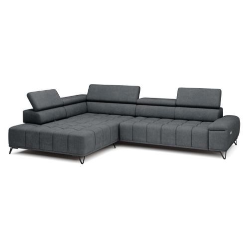 Canapé d'angle gauche relax PALLADIO tissu eden gris foncé
