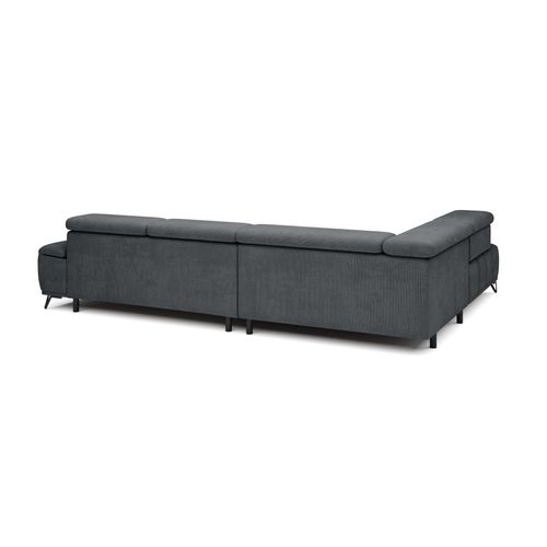 Canapé d'angle gauche relax PALLADIO tissu eden gris foncé