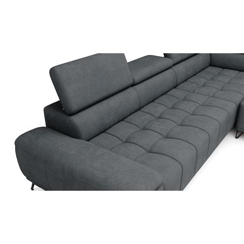 Canapé d'angle droit relax PALLADIO tissu eden gris foncé