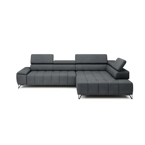 Canapé d'angle droit relax PALLADIO tissu eden gris foncé