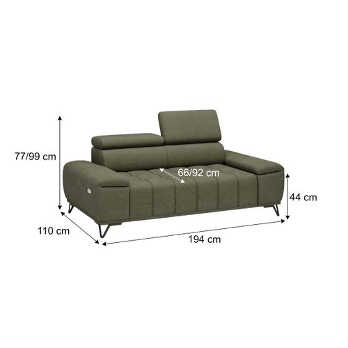 Canapé 2 places relax PALLADIO tissu eden vert