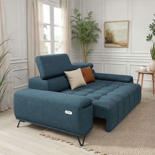 Canapé 2 places relax PALLADIO tissu eden bleu clair