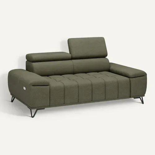 Canapé 3 places relax PALLADIO tissu eden vert vue 3/4