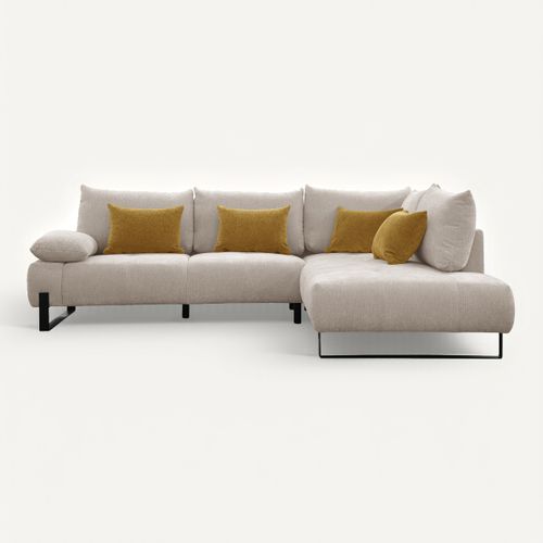 Canapé d'angle droit LUCCAS tissu madera beige vue de face