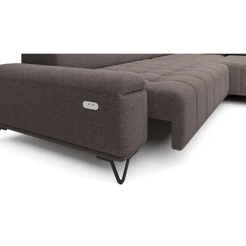 Canapé d'angle droit relax PALLADIO tissu bubble taupe vue accessoires