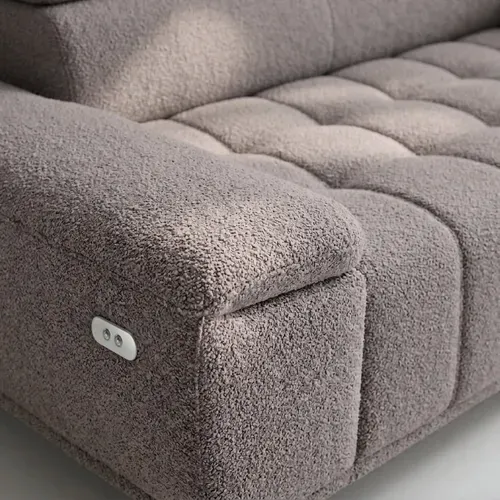 Canapé d'angle droit relax PALLADIO tissu bubble taupe vue détaillée