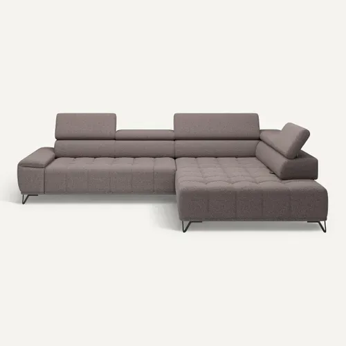 Canapé d'angle droit relax PALLADIO tissu bubble taupe vue de face