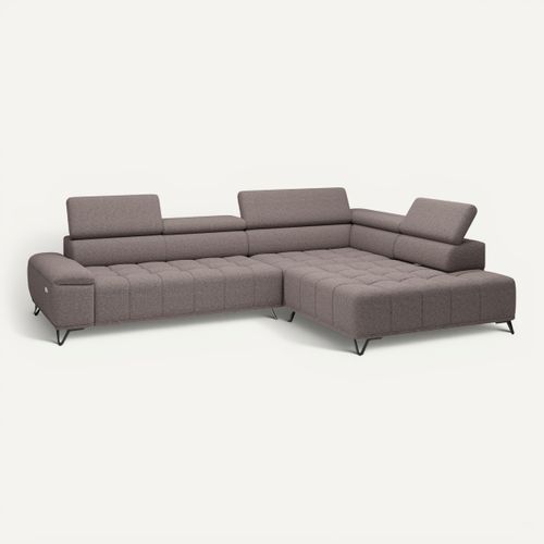 Canapé d'angle droit relax PALLADIO tissu bubble taupe vue 3/4