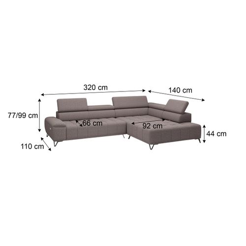 Canapé d'angle droit relax PALLADIO tissu bubble taupe