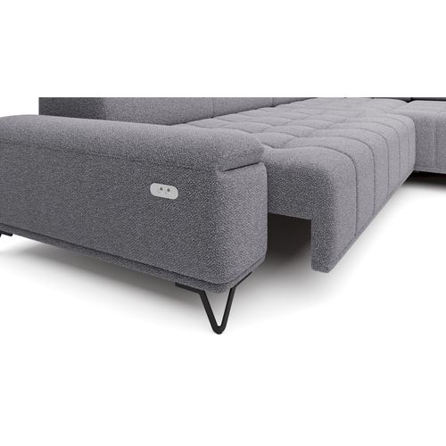 Canapé d'angle droit relax PALLADIO tissu bubble gris vue accessoires