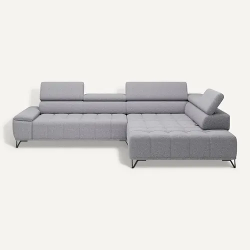 Canapé d'angle droit relax PALLADIO tissu bubble gris vue de face