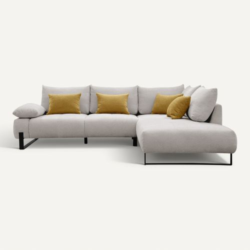 Canapé d'angle droit LUCCAS tissu forte beige vue de face