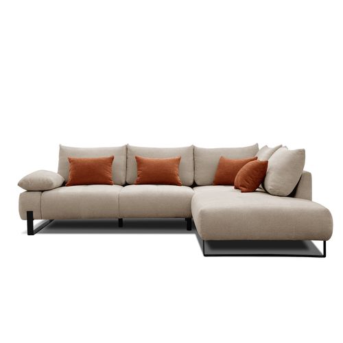 Canapé d'angle droit LUCCAS tissu forte beige foncé