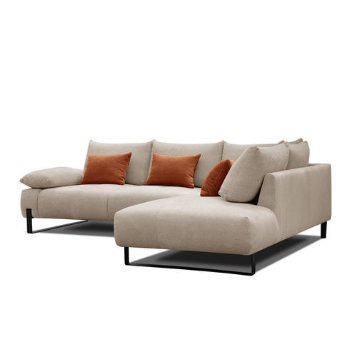 Canapé d'angle droit LUCCAS tissu forte beige foncé