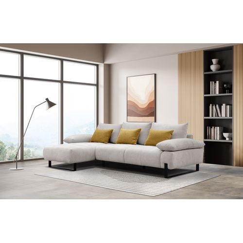 Canapé d'angle meridienne gauche LUCCAS tissu forte beige