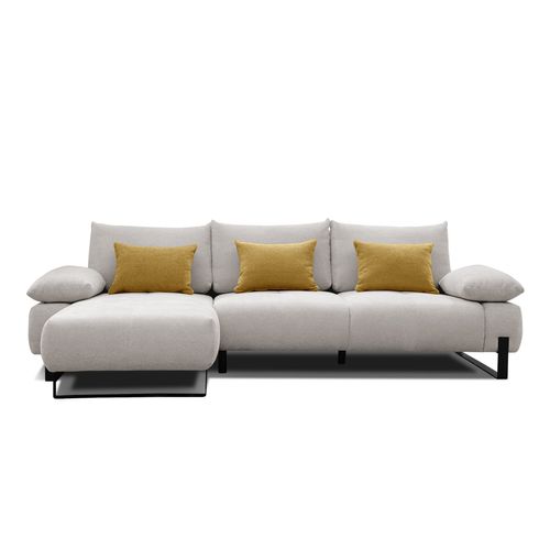 Canapé d'angle meridienne gauche LUCCAS tissu forte beige