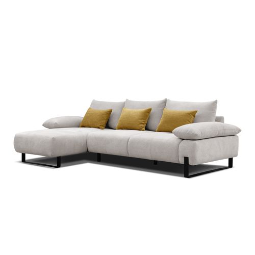 Canapé d'angle meridienne gauche LUCCAS tissu forte beige