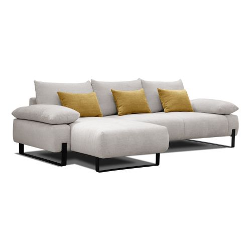 Canapé d'angle meridienne gauche LUCCAS tissu forte beige