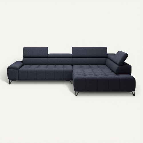 Canapé d'angle droit relax PALLADIO tissu bubble noir vue de face