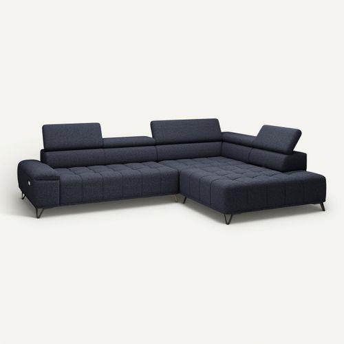 Canapé d'angle droit relax PALLADIO tissu bubble noir vue 3/4