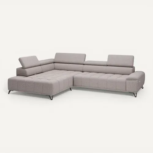 Canapé d'angle gauche relax PALLADIO tissu bubble beige vue 3/4