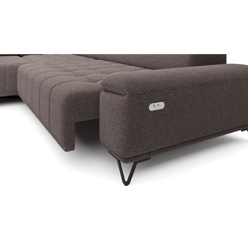Canapé d'angle gauche relax PALLADIO tissu bubble taupe vue accessoires
