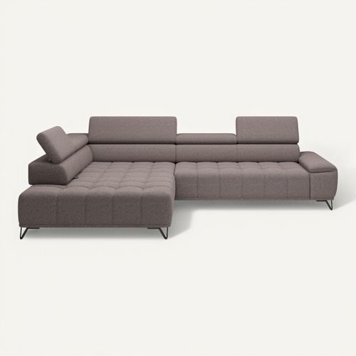 Canapé d'angle gauche relax PALLADIO tissu bubble taupe vue de face