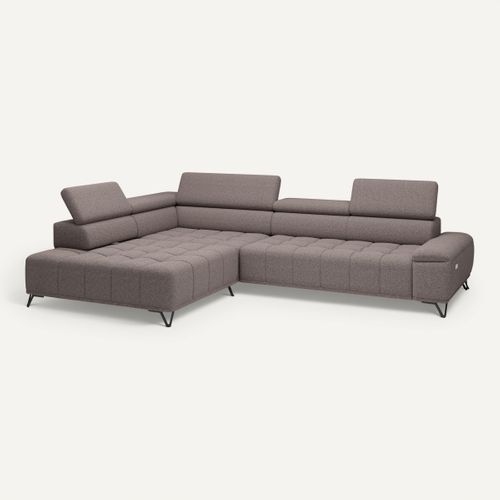 Canapé d'angle gauche relax PALLADIO tissu bubble taupe vue 3/4