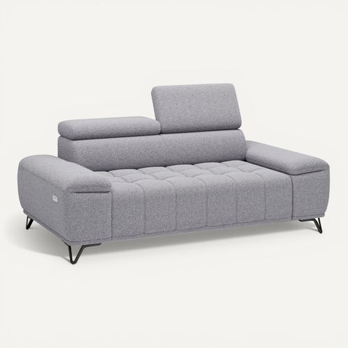 Canapé 3 places relax PALLADIO tissu bubble gris vue 3/4