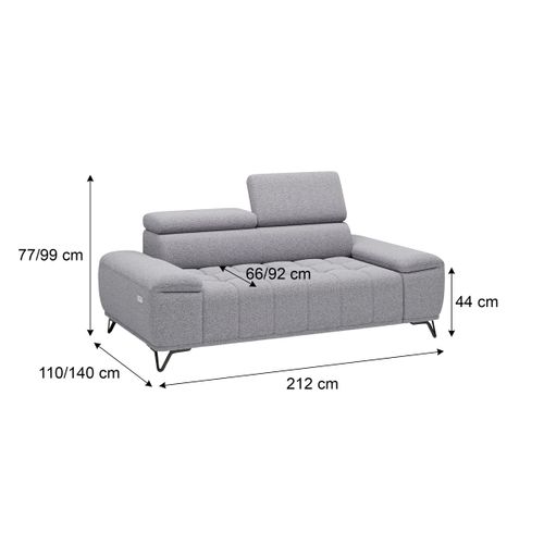 Canapé 3 places relax PALLADIO tissu bubble gris