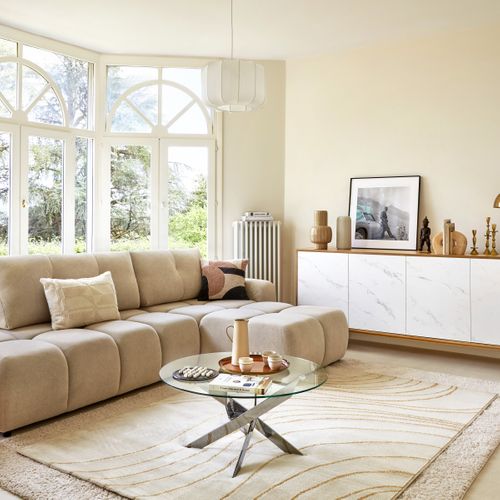 Coussin 45x45 cm ALANE Beige/noir
