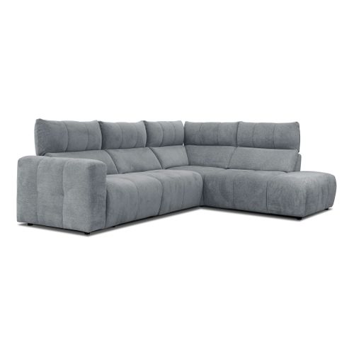 Canapé angle relax électrique droit UNIVERS tissu forte 10 gris bleu