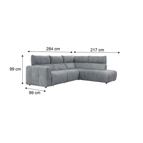 Canapé angle relax électrique droit UNIVERS tissu forte 10 gris bleu