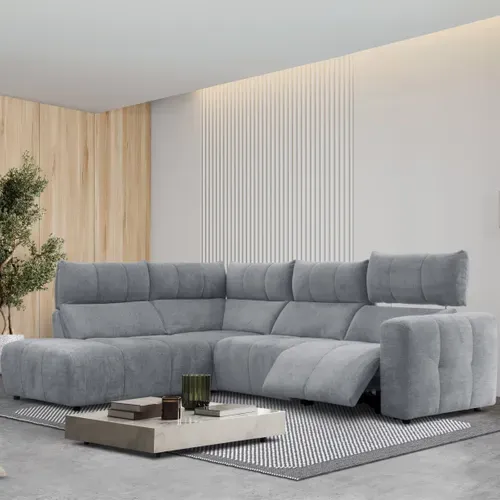 Canapé d'angle relax électrique gauche UNIVERS tissu forte gris