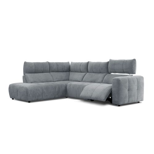 Canapé d'angle relax électrique gauche UNIVERS tissu forte gris