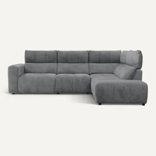Canapé angle relax électrique droit UNIVERS tissu forte gris souris vue de face