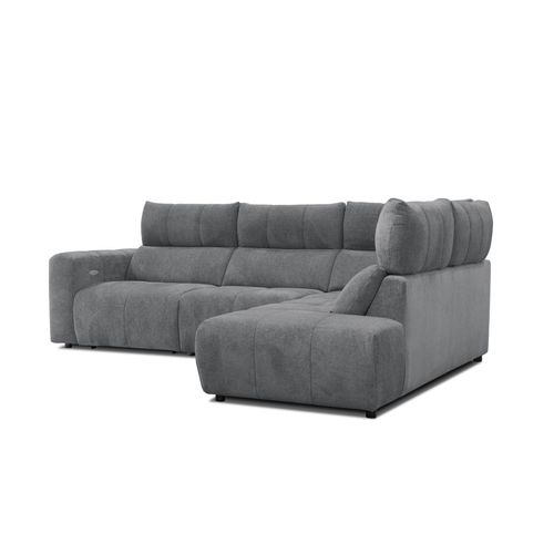 Canapé angle relax électrique droit UNIVERS tissu forte gris souris vue de profil