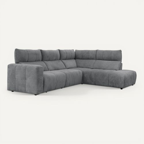 Canapé angle relax électrique droit UNIVERS tissu forte gris souris vue 3/4