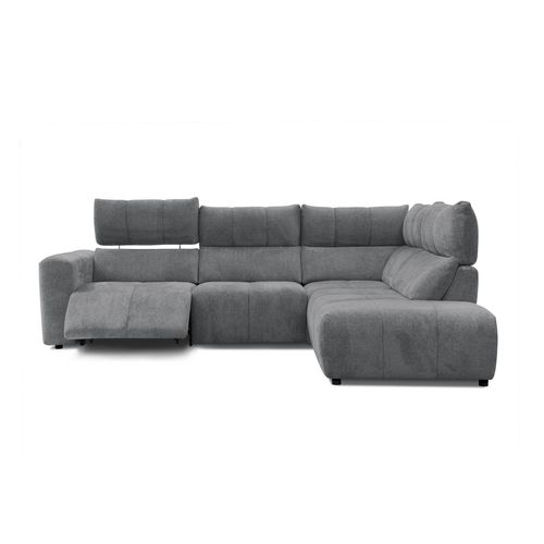 Canapé angle relax électrique droit UNIVERS tissu forte gris souris