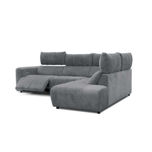 Canapé angle relax électrique droit UNIVERS tissu forte gris souris