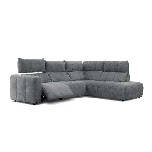 Canapé angle relax électrique droit UNIVERS tissu forte gris souris