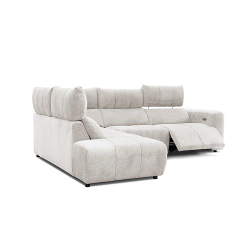 Canapé angle relax électrique gauche UNIVERS tissu forte 22 beige