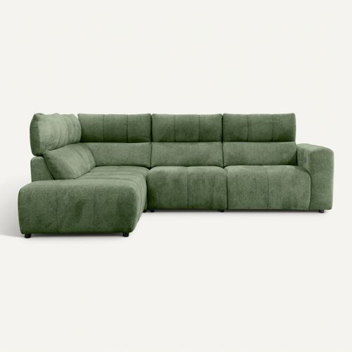 Canapé angle relax électrique gauche UNIVERS tissu forte vert vue de face