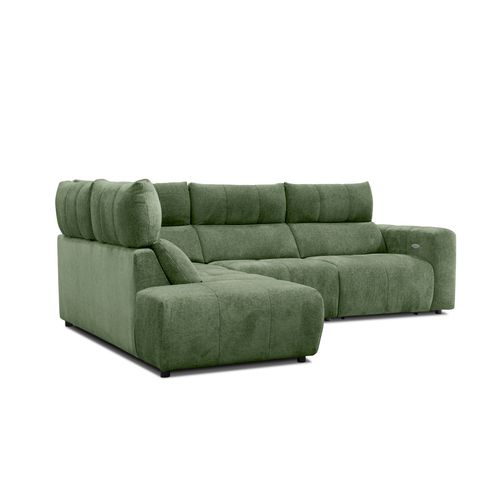 Canapé angle relax électrique gauche UNIVERS tissu forte vert vue de profil