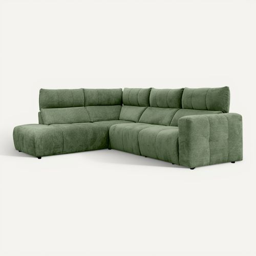 Canapé angle relax électrique gauche UNIVERS tissu forte vert vue 3/4