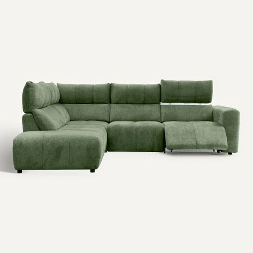 Canapé angle relax électrique gauche UNIVERS tissu forte vert