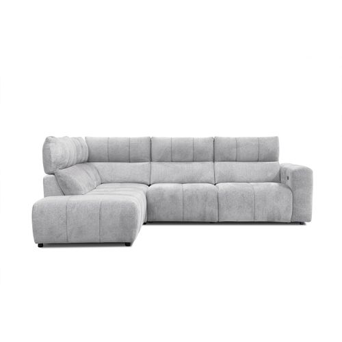 Canapé angle relax électrique gauche UNIVERS tissu forte gris clair