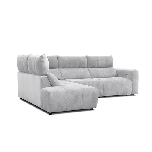 Canapé angle relax électrique gauche UNIVERS tissu forte gris clair